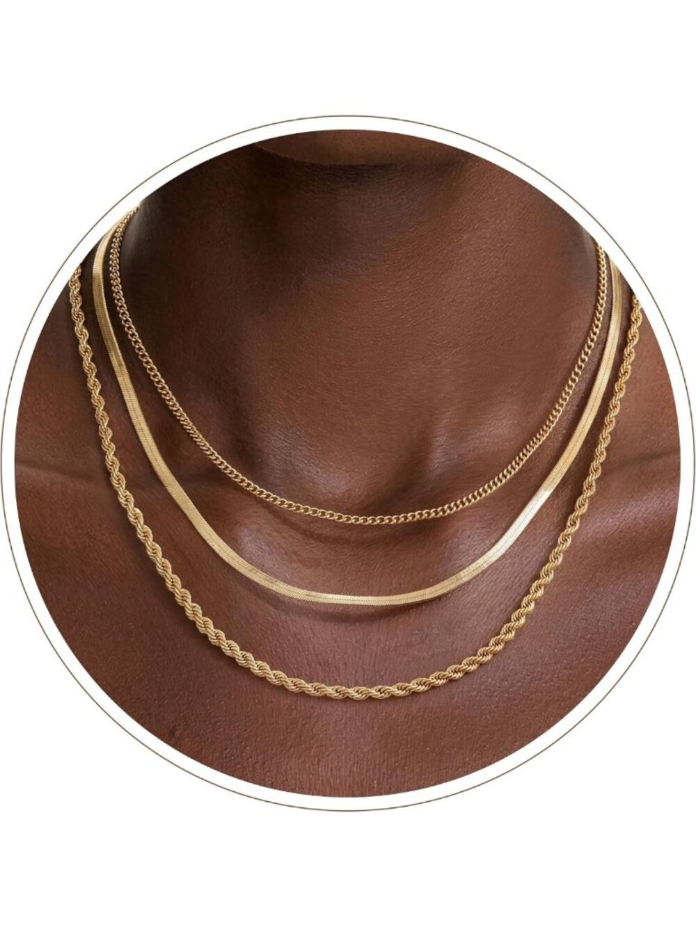 Chic Layered Necklaces Set for Women, 3 Chain Chokers, Gold/Silver Plated